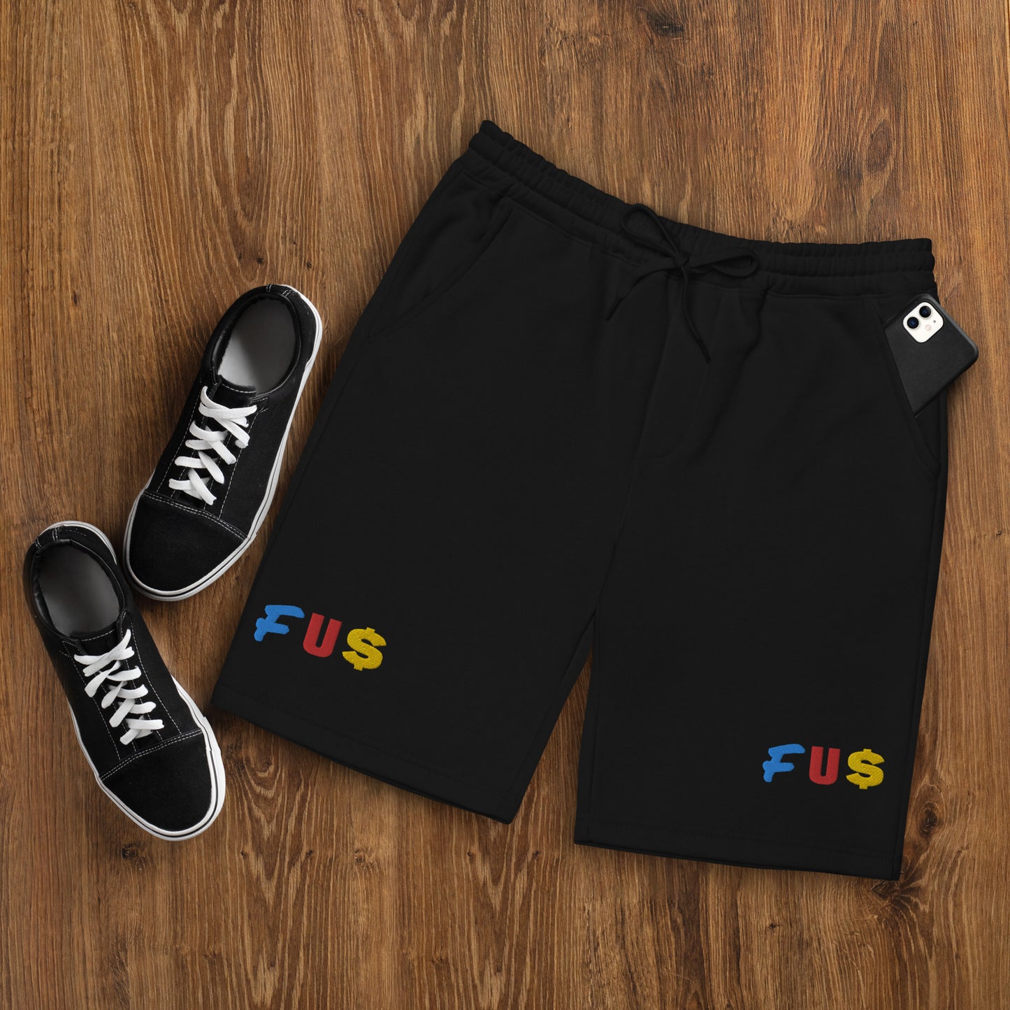 FU$ Men's Embroidered fleece shorts