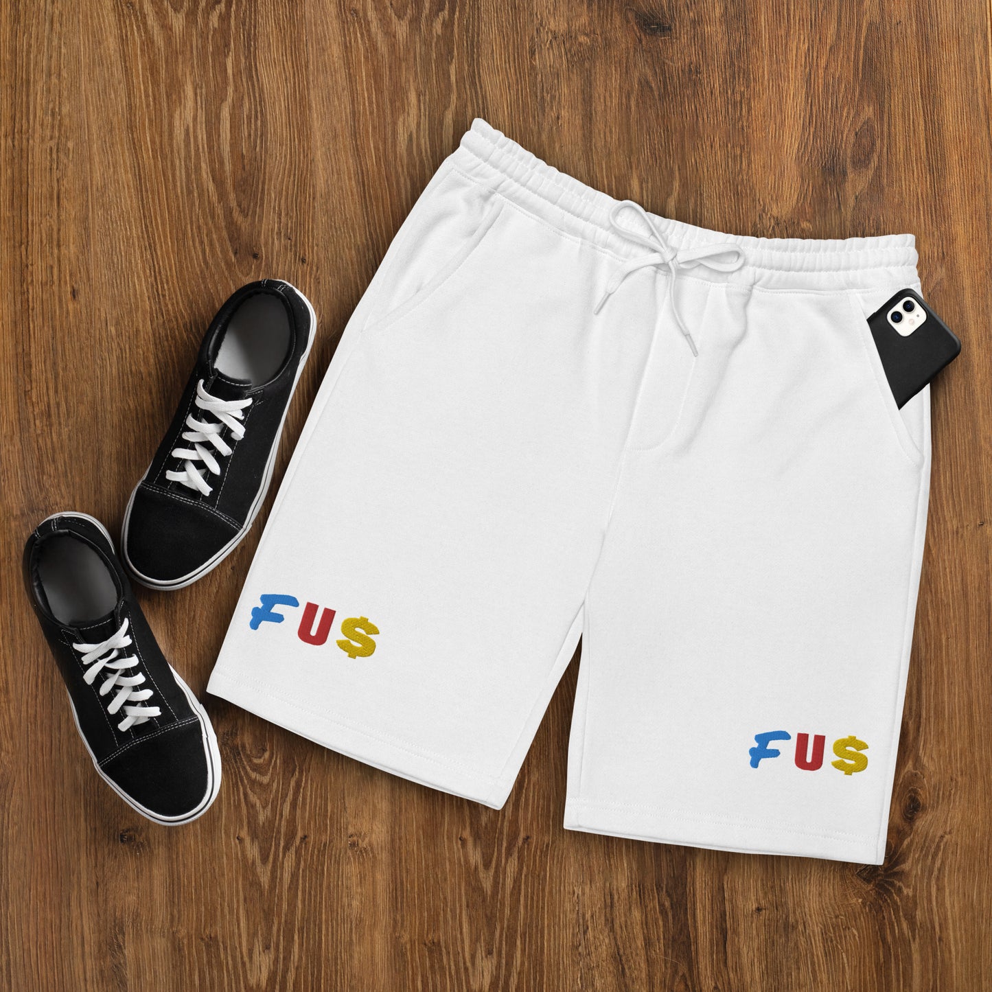 FU$ Men's Embroidered fleece shorts